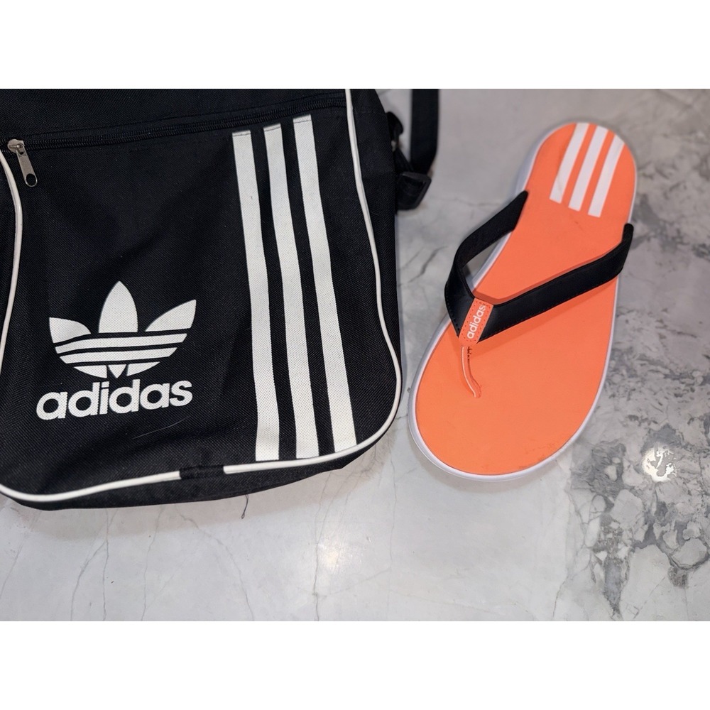 Adidas Originals Crossbody Bag Comfort Flip Flops EG2064 Size 9 Coral Black Lot
